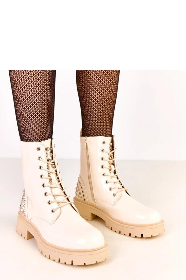 Beige Bootie...Fabric, Footbed, Upper Height and Heel Height