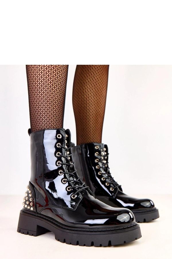 Black Bootie.Fabric, Footbed, Upper Height and Heel Height