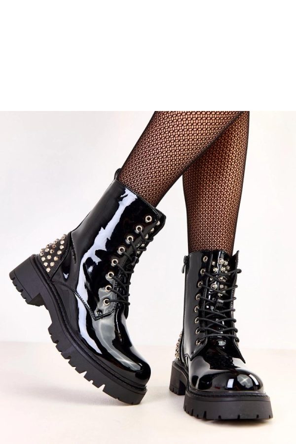 Black Bootie.Fabric, Footbed, Upper Height and Heel Height
