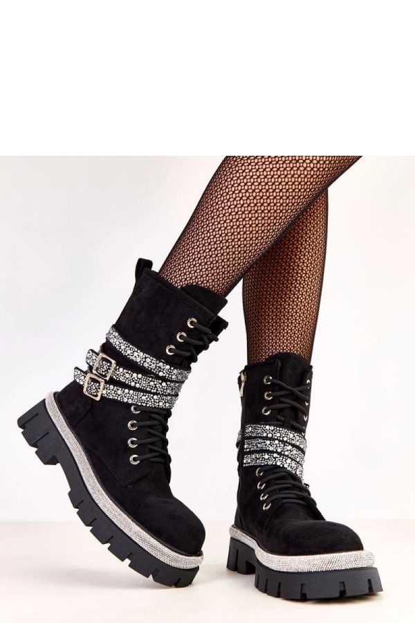 Black Bootie in Women`s Ankle Boots & Booties with Fabric, Footbed, Upper Height and Heel Height
