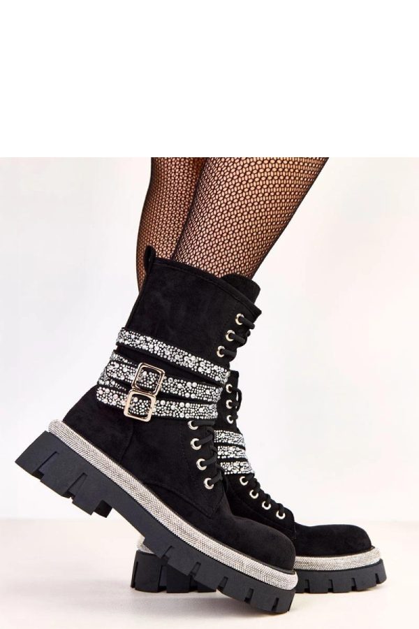 Black Bootie in Women`s Ankle Boots & Booties with Fabric, Footbed, Upper Height and Heel Height
