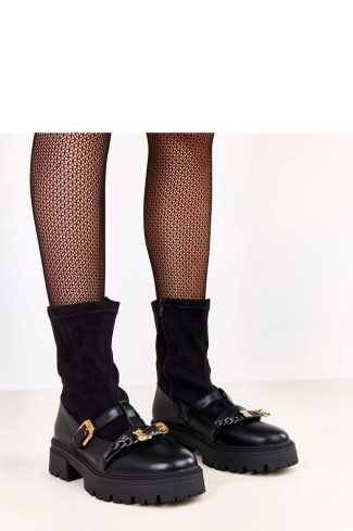 1098410 Black Boots in Women`s Ankle Boots & Booties with Fabric, Footbed, Upper Height and Heel Height