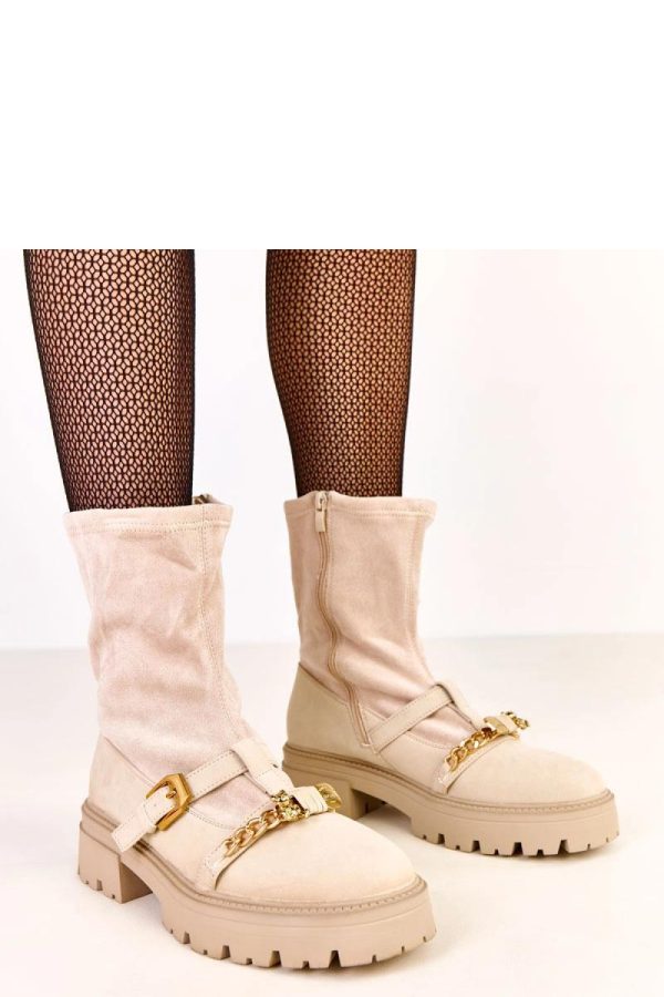 Beige Boots..Fabric, Footbed, Upper Height and Heel Height