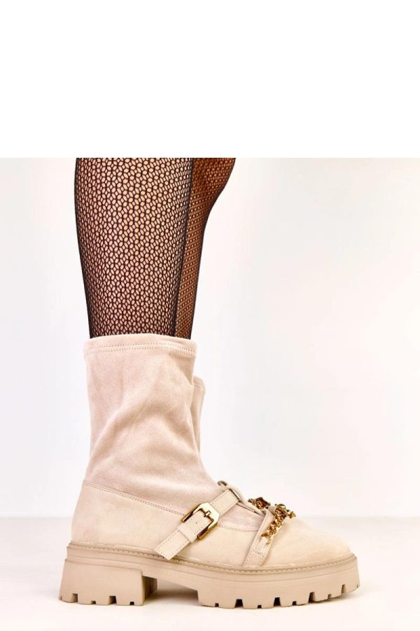 Beige Boots..Fabric, Footbed, Upper Height and Heel Height