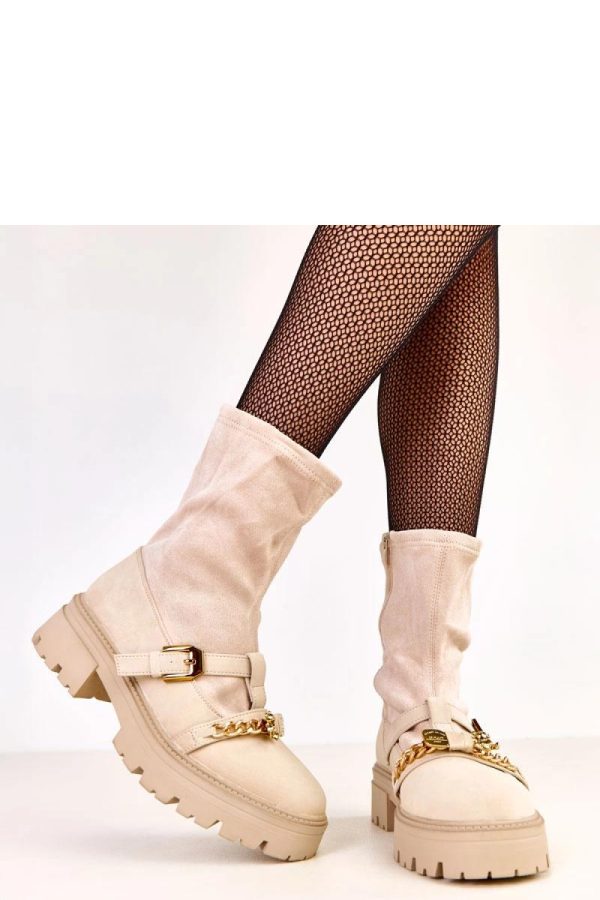 Beige Boots..Fabric, Footbed, Upper Height and Heel Height