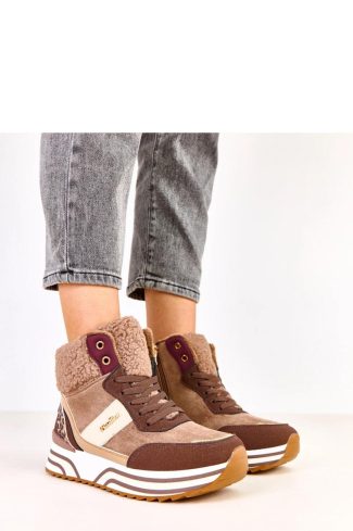 1098428 Brown Sport Shoes..Fabric, Warmers, Footbed and Platform Height
