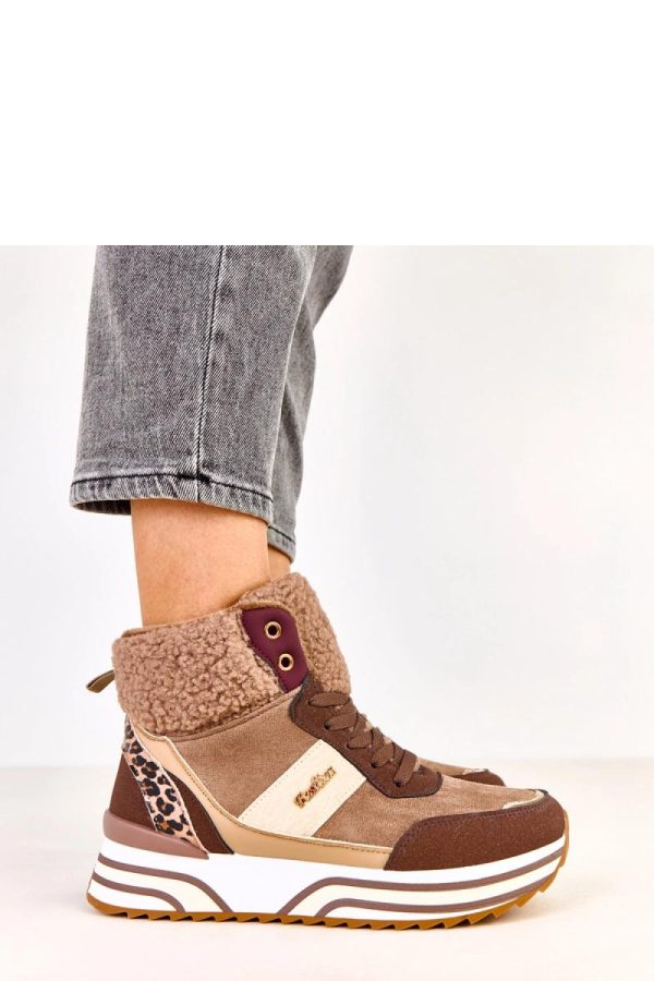 Brown Sport Shoes..Fabric, Warmers, Footbed and Platform Height
