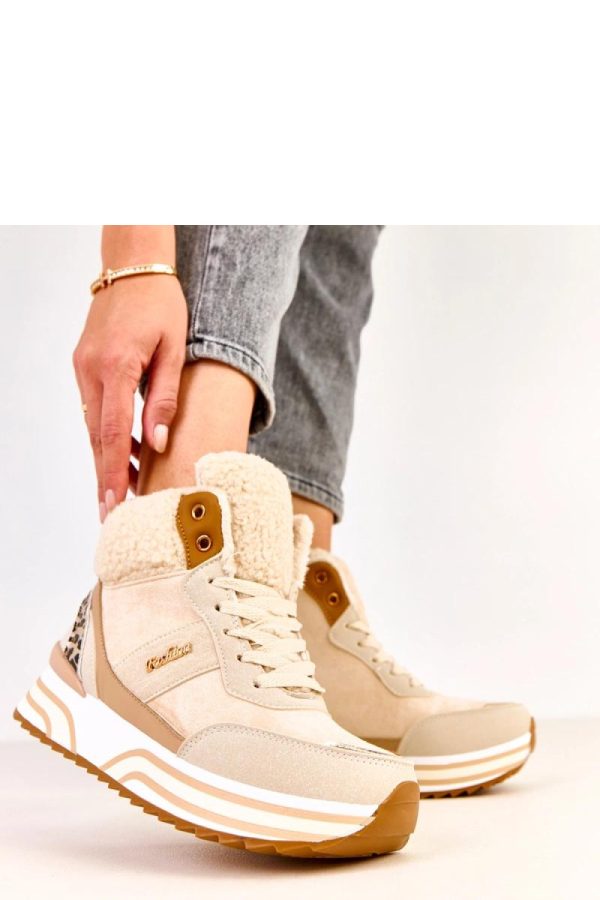 Beige Sport Shoes...Fabric, Warmers, Footbed and Platform Height