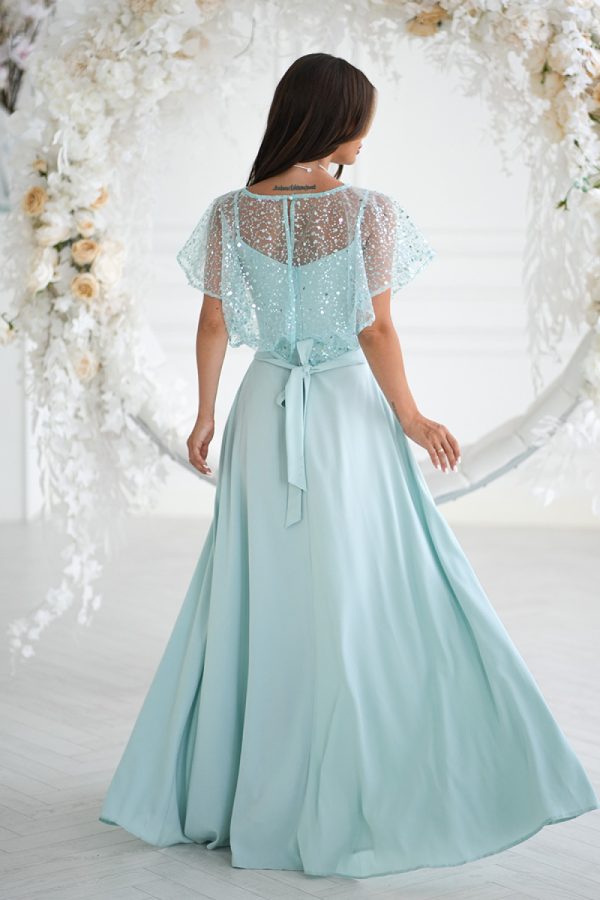 Green Long Dress in Evening Dresses with Spandex and Polyester