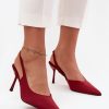 1098881.jpg Red High Heels in High Heels with Fabric, Footbed and Heel Height