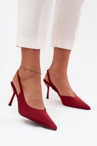 Red High Heels in High Heels with Fabric, Footbed and Heel Height