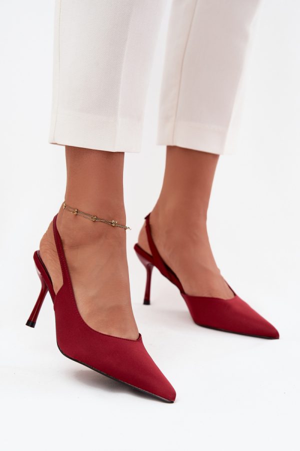 Red High Heels in High Heels with Fabric, Footbed and Heel Height
