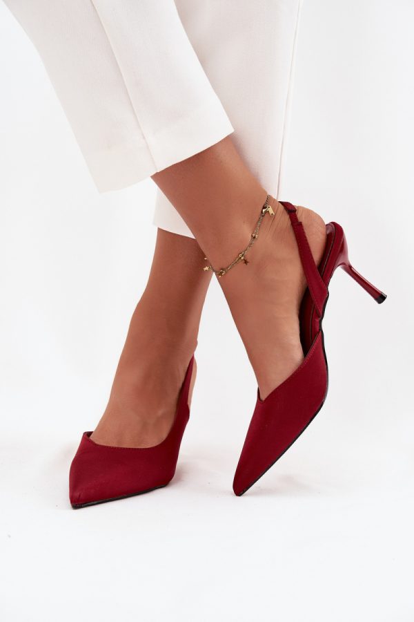 Red High Heels in High Heels with Fabric, Footbed and Heel Height