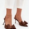 1098902.jpg Brown High Heels in High Heels with Fabric, Footbed and Heel Height
