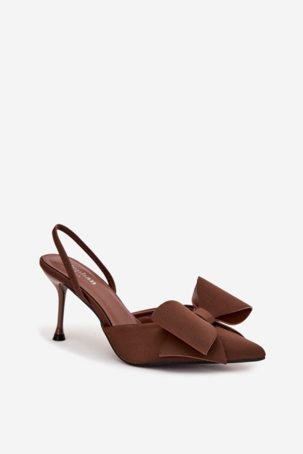 Brown High Heels in High Heels with Fabric, Footbed and Heel Height