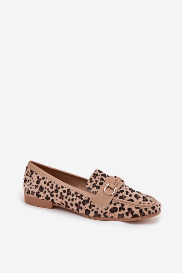 Beige Loafers in Moccasins, Loafers with Fabric, Footbed, Upper Height and Heel Height