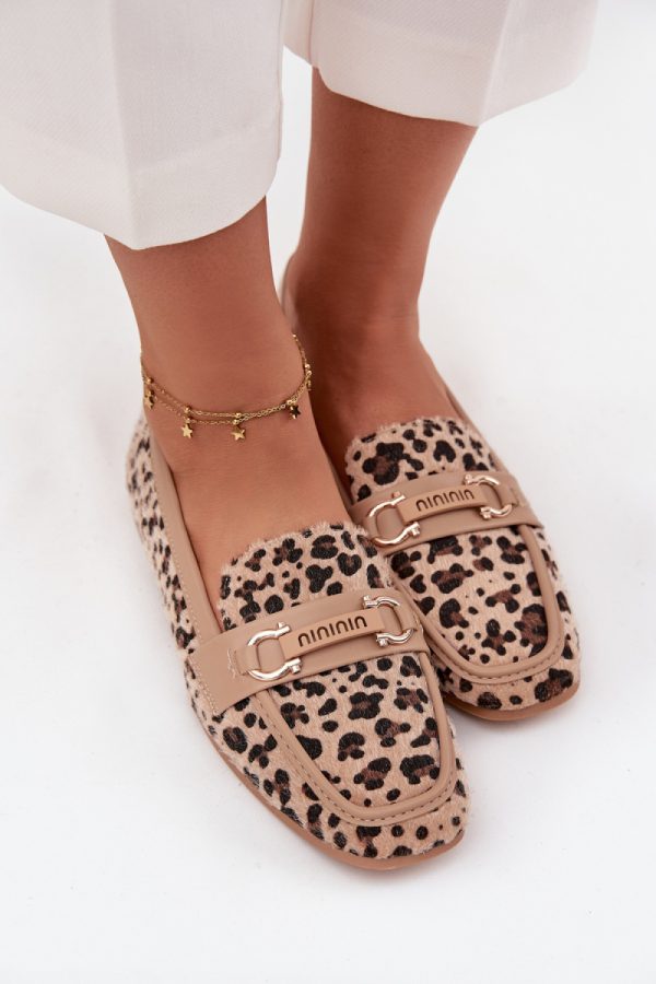 Beige Loafers in Moccasins, Loafers with Fabric, Footbed, Upper Height and Heel Height