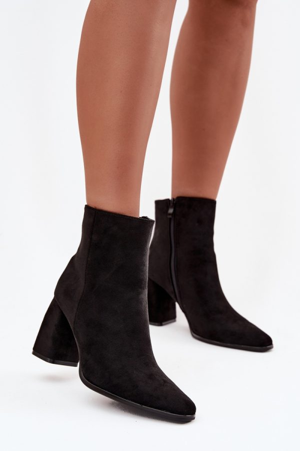 Black Heel Boots in Women`s Ankle Boots & Booties with Fabric, Footbed, Upper Height and Heel Height