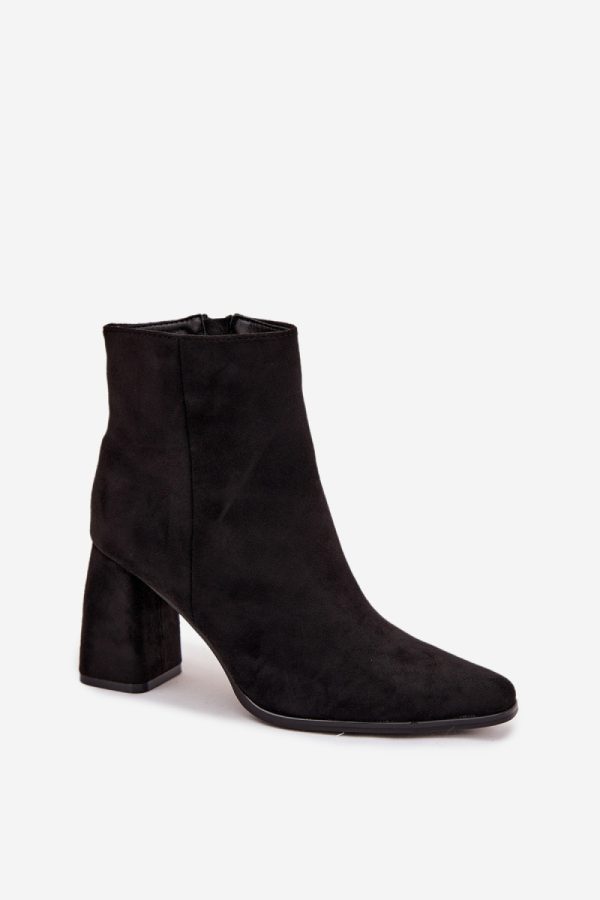 Black Heel Boots in Women`s Ankle Boots & Booties with Fabric, Footbed, Upper Height and Heel Height