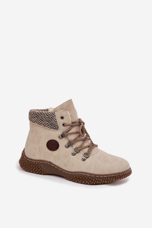 Beige Trapper Shoes in Women`s Ankle Boots & Booties with Fabric, Warmers, Footbed, Upper Height and Sole Height