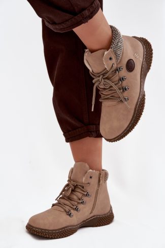 Beige Trapper Shoes in Women`s Ankle Boots & Booties with Fabric, Warmers, Footbed, Upper Height and Sole Height