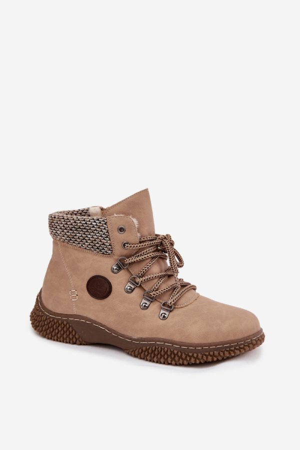 Beige Trapper Shoes in Women`s Ankle Boots & Booties with Fabric, Warmers, Footbed, Upper Height and Sole Height