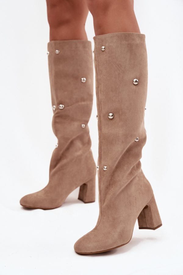 beige Heel boots model 219861 Step in style
