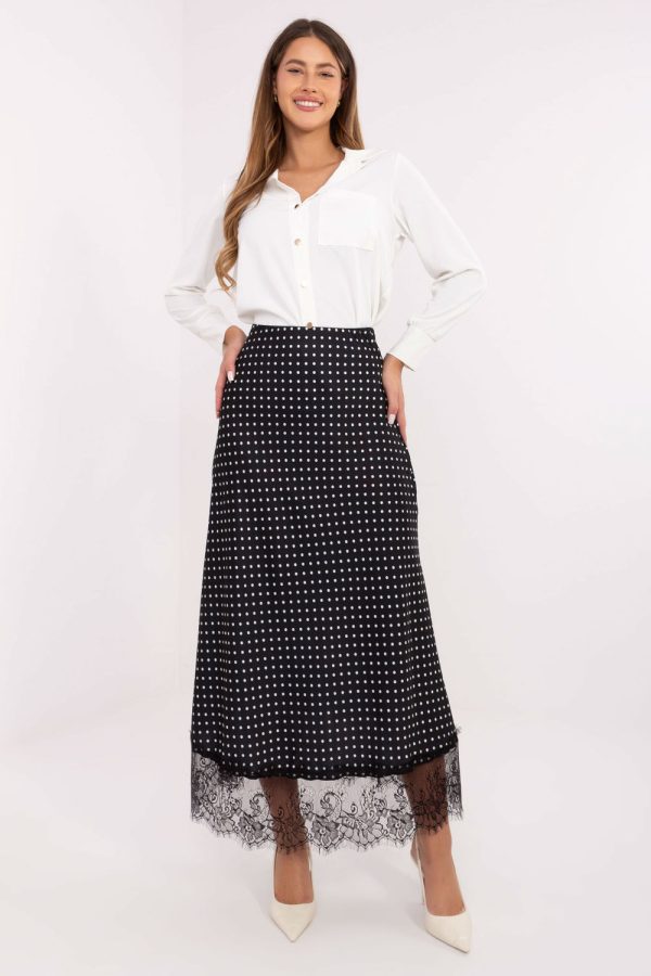 Black Long Skirt in Skirts with Spandex and Polyester