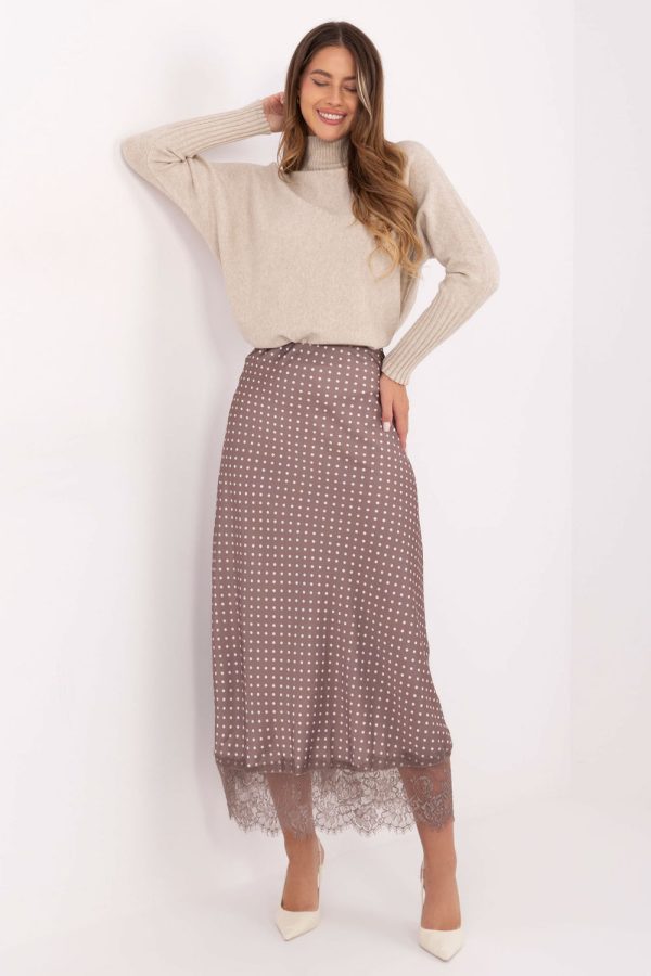 Beige Long Skirt in Skirts with Spandex and Polyester