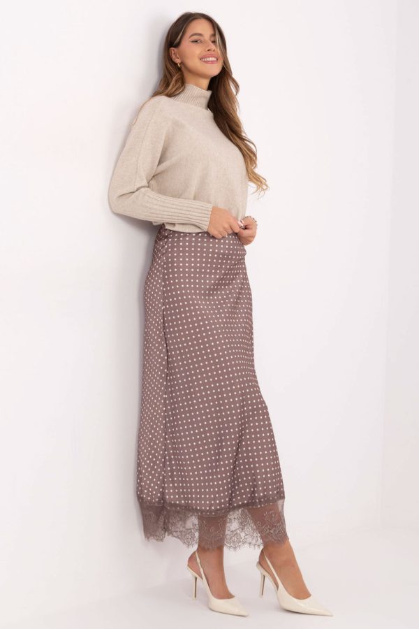 Beige Long Skirt in Skirts with Spandex and Polyester