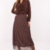 Brown Long Skirt in Skirts with Spandex and Polyester