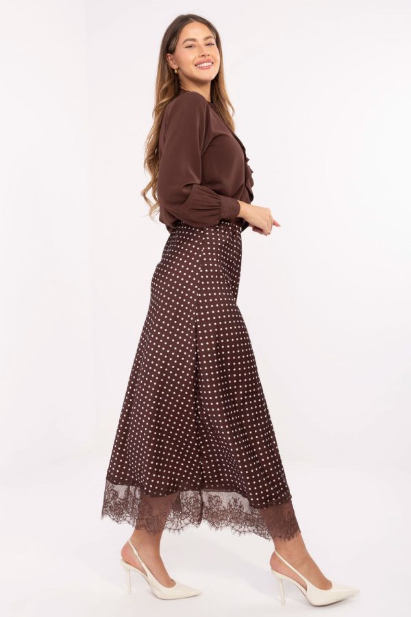 Brown Long Skirt in Skirts with Spandex and Polyester