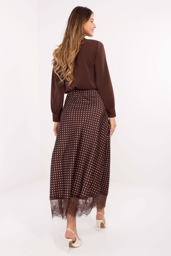 Brown Long Skirt in Skirts with Spandex and Polyester