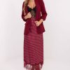 Red Long Skirt in Skirts with Spandex and Polyester