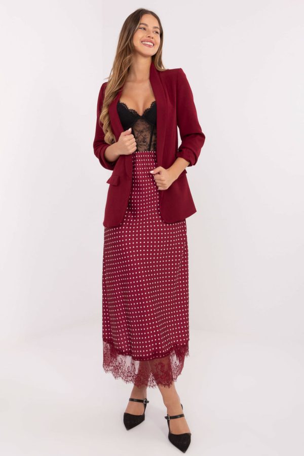 Red Long Skirt in Skirts with Spandex and Polyester