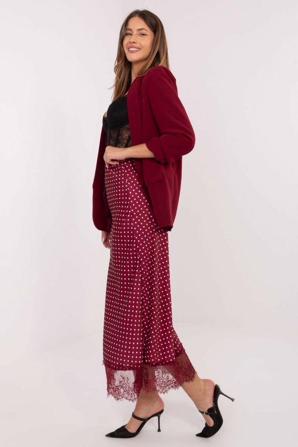Red Long Skirt in Skirts with Spandex and Polyester