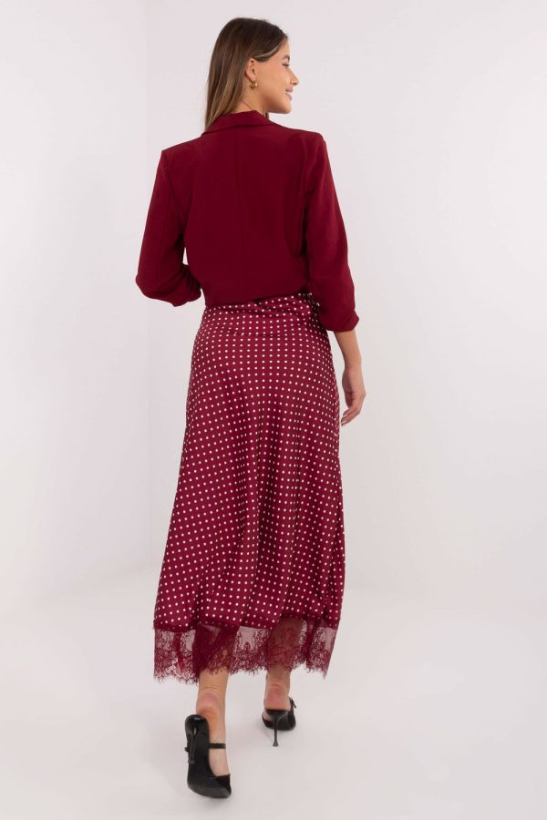 Red Long Skirt in Skirts with Spandex and Polyester