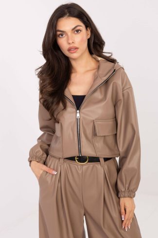 Beige Jacket in Women`s Coats, Jackets with Polyurethane and Polyester