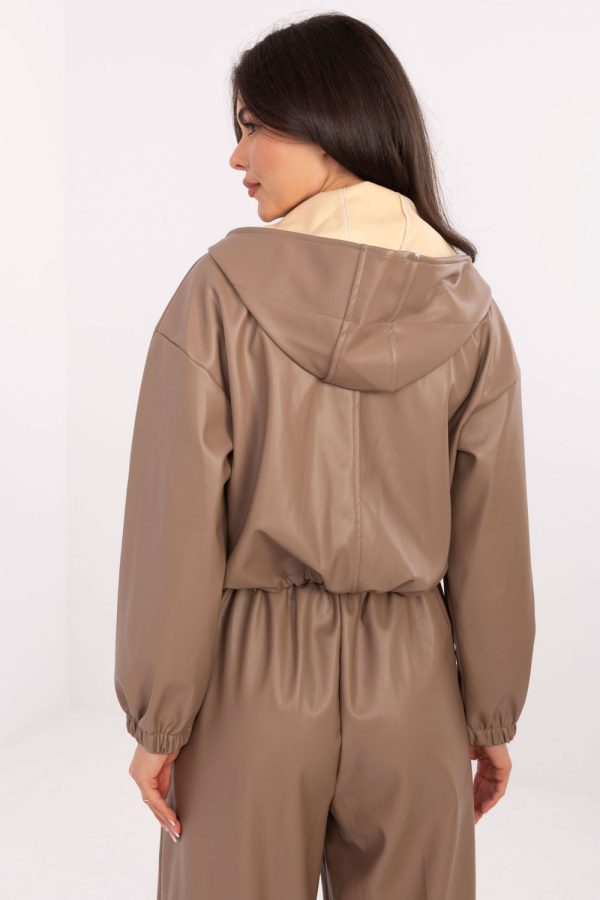 Beige Jacket in Women`s Coats, Jackets with Polyurethane and Polyester