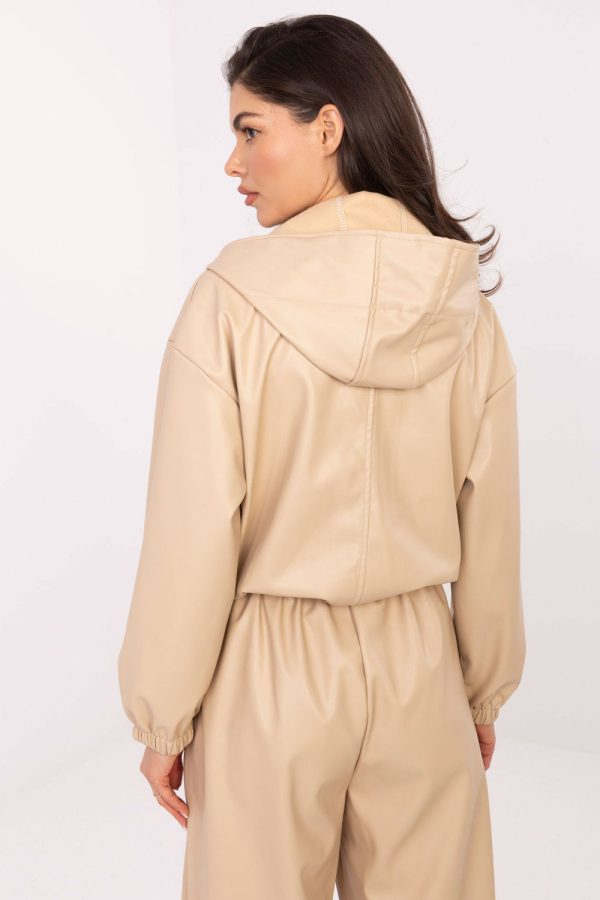 Beige Jacket in Women`s Coats, Jackets with Polyurethane and Polyester