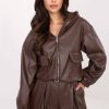 Brown Jacket in Women`s Coats, Jackets with Polyurethane and Polyester