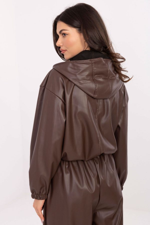 Brown Jacket in Women`s Coats, Jackets with Polyurethane and Polyester