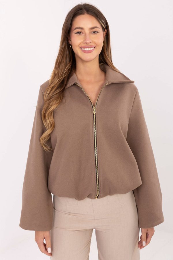Beige Jacket in Women`s Coats, Jackets with Polyester