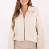 Beige Jacket in Women`s Coats, Jackets with Polyester