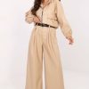 Beige Women's Pants in Pants, Trousers, Shorts with Polyurethane and Polyester