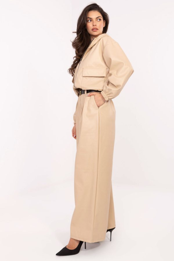 Beige Women's Pants in Pants, Trousers, Shorts with Polyurethane and Polyester