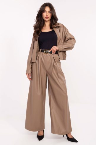 Beige Women Trousers in Pants, Trousers, Shorts with Polyurethane and Polyester