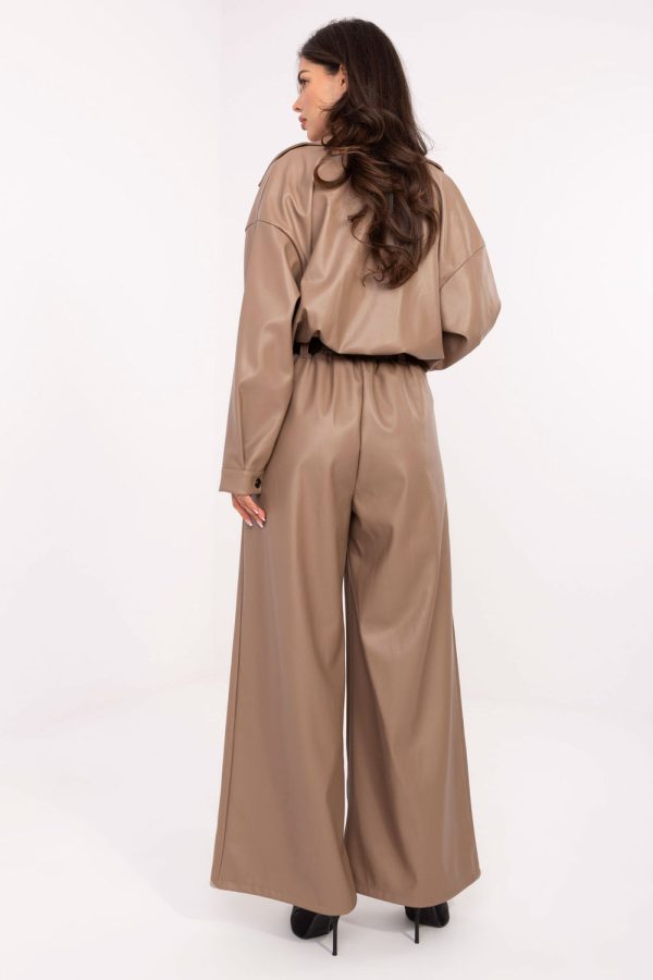 Beige Women Trousers in Pants, Trousers, Shorts with Polyurethane and Polyester
