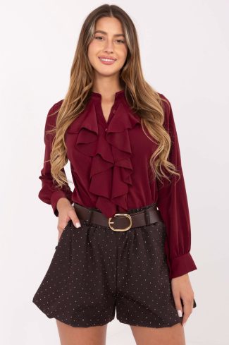 Brown Shorts in Shorts For Women, Crop Pants with Spandex and Viscose