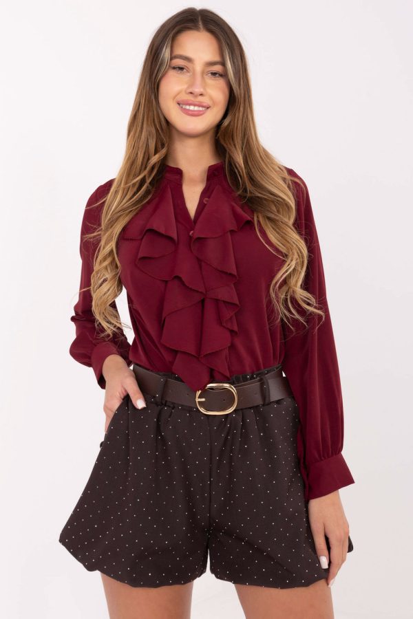 Brown Shorts in Shorts For Women, Crop Pants with Spandex and Viscose